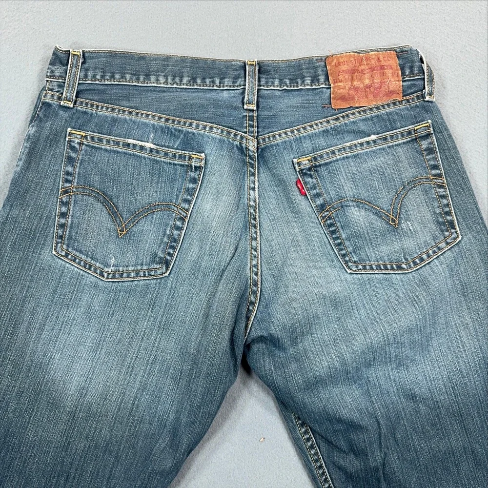 Levis 527 Low Boot Cut Jeans Mens W33 L30 Medium Wash Blue Denim 100% Cotton